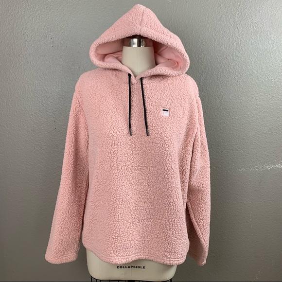Fila Tops - Fila pink Josephine Sherpa drawstring hoodie